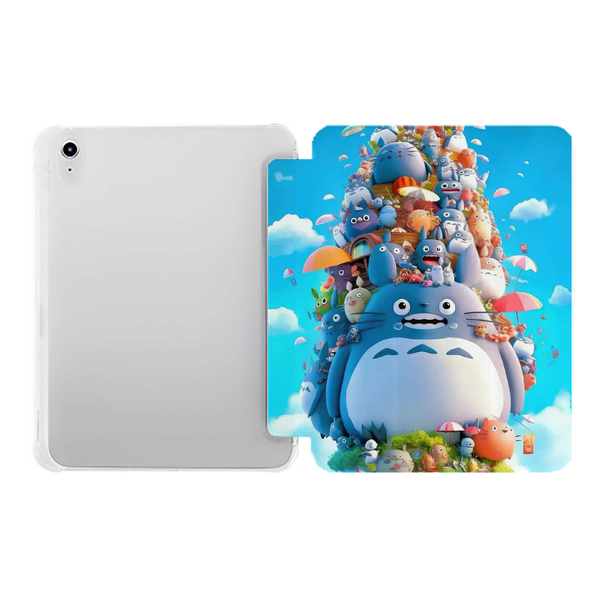 （画像用） となりのトトロ 草壁メイ 草壁サツキ My Neighbor Totoro Satsuki Kusakabe Mei Kusakabe IPad ケース ペン収納付き 三つ折りスタンド PUレザー×シリコン 対応機種9.5/10.5/10.9インチ